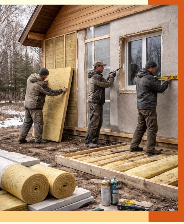 Утепление дачного дома в Карпинске от 4877 руб/м2 — недорого | ТепломастерКпн