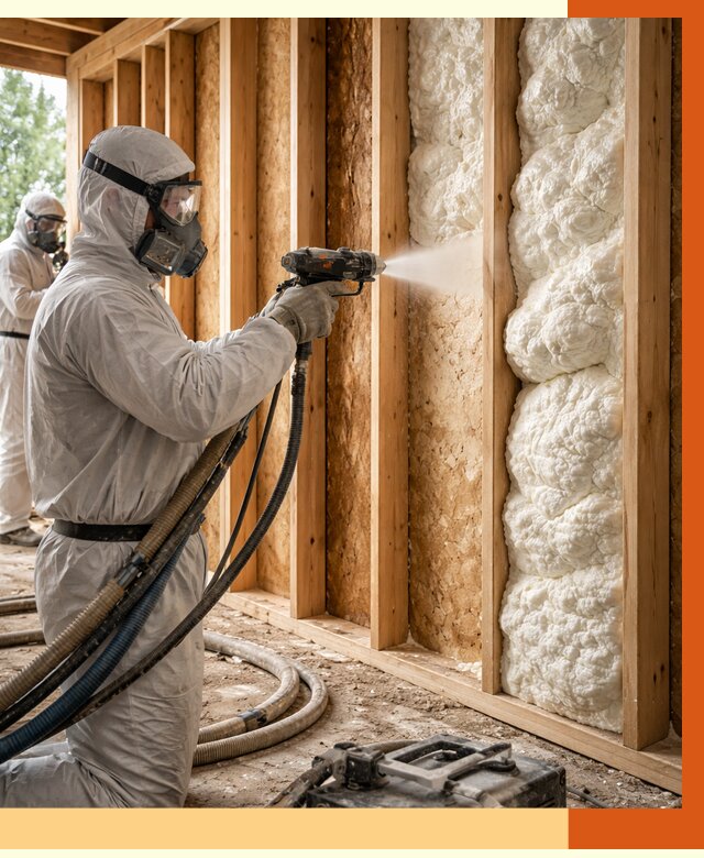 Утепление каркасного дома ППУ в Карпинске от 2875 руб./м2 — работа под ключ | ТепломастерКпн