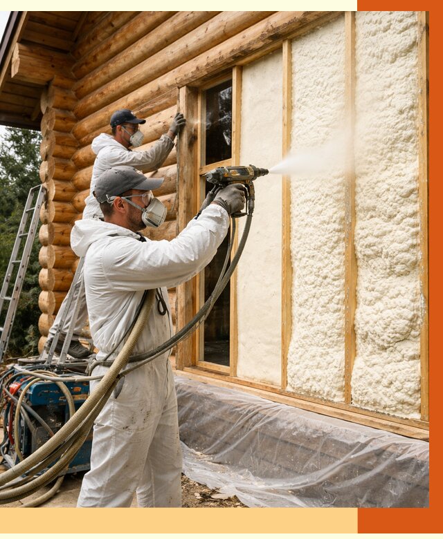 Утепление деревянного дома ППУ в Карпинске от 4313 руб/м2 | ТепломастерКпн — под ключ