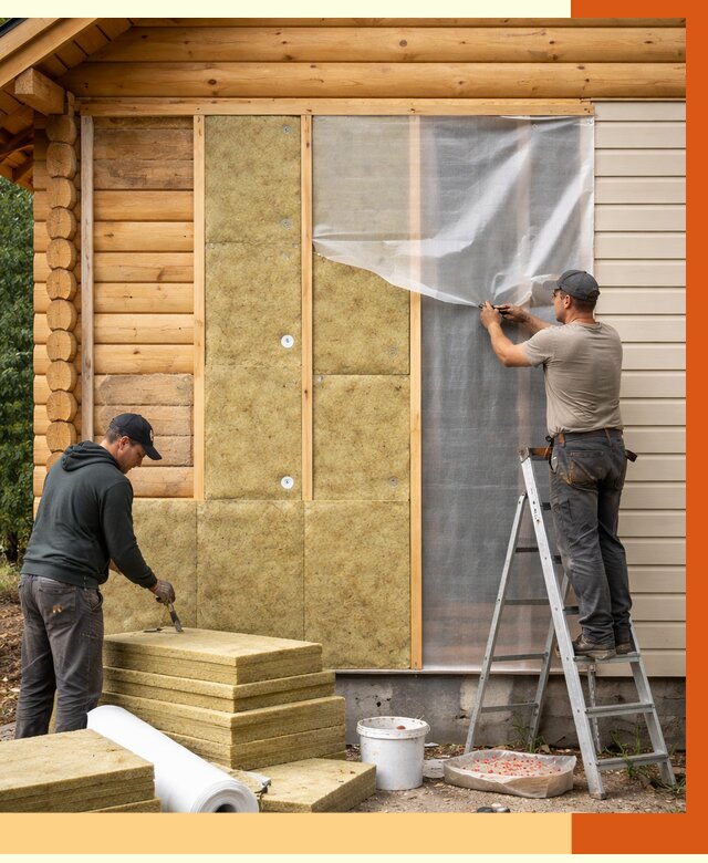 Утепление дома из бруса в Карпинске от 3851 руб./м2 — работы под ключ | ТепломастерКпн