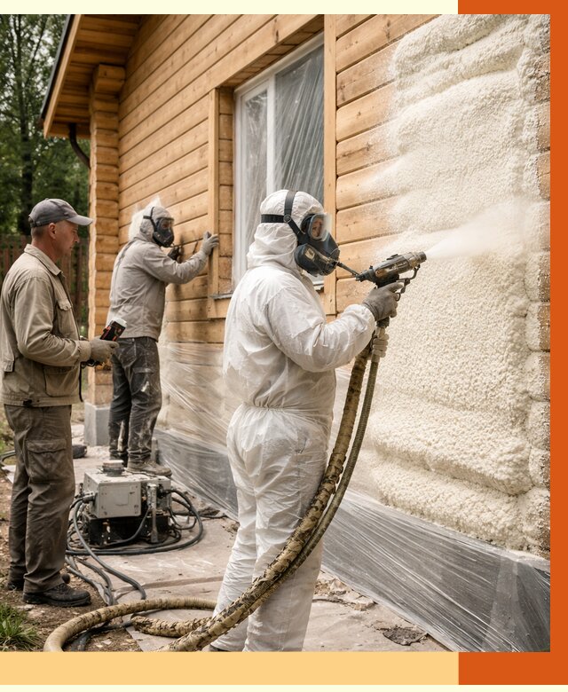 Утепление дома из бруса ППУ в Карпинске от 3953 руб/м2 под ключ | ТепломастерКпн