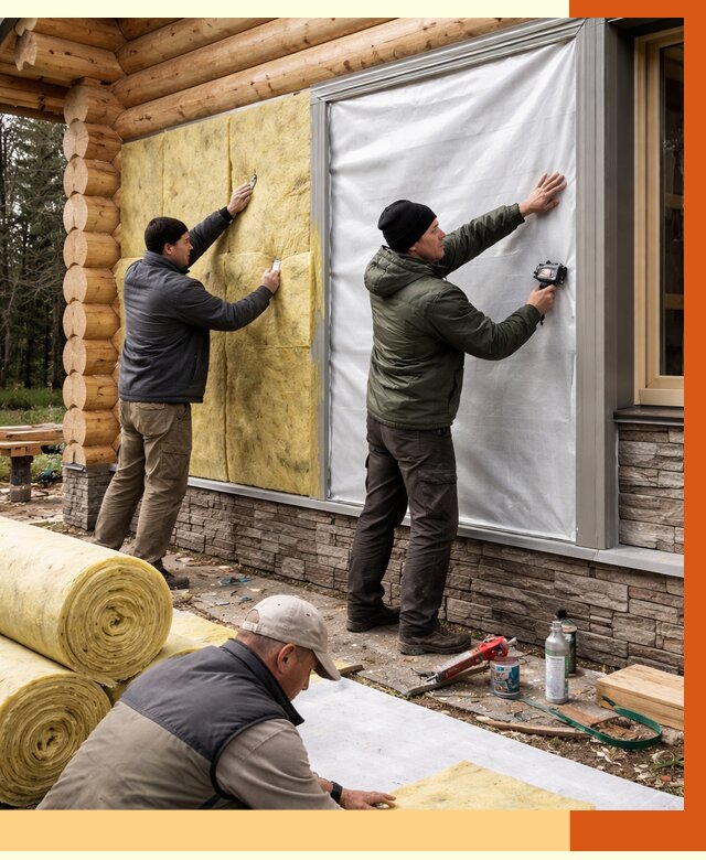 Утепление бревенчатого дома в Карпинске от 7855 руб/м2 — заказать под ключ | ТепломастерКпн