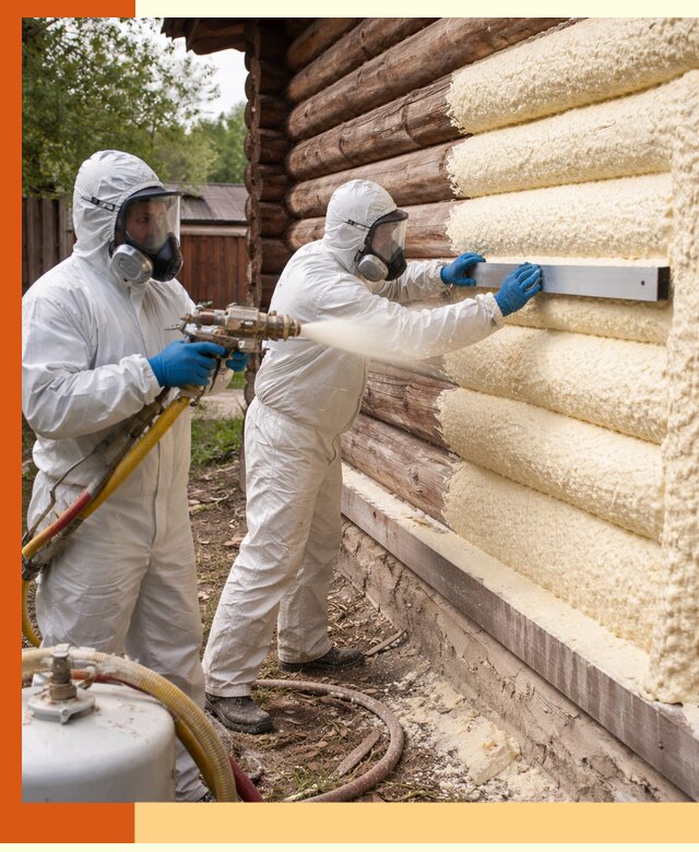 Утепление бревенчатого дома ППУ в Карпинске эффективной изоляцией