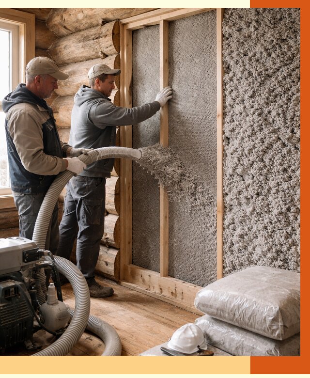 Утепление бревенчатого дома эковатой в Карпинске от 2824 руб. | ТепломастерКпн