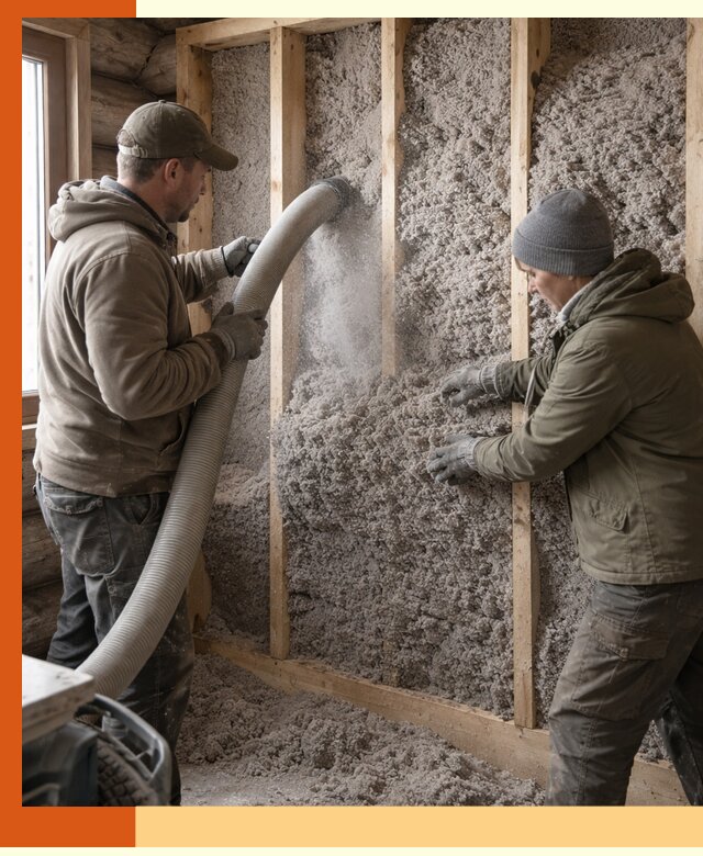 Утепление бревенчатого дома эковатой в Карпинске