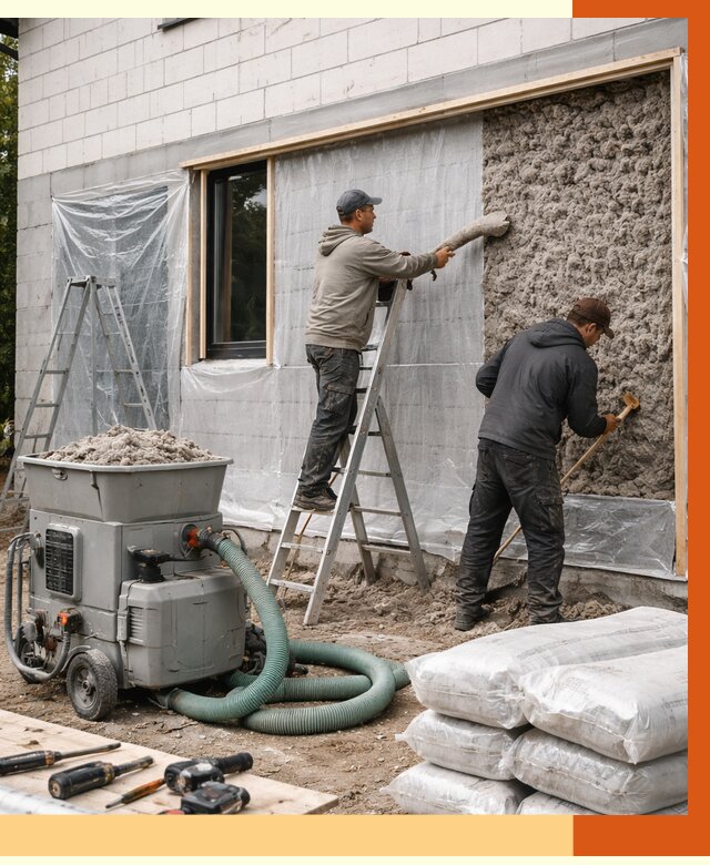 Утепление дома из газобетона эковатой в Карпинске от 4621 руб./м2 | ТепломастерКпн