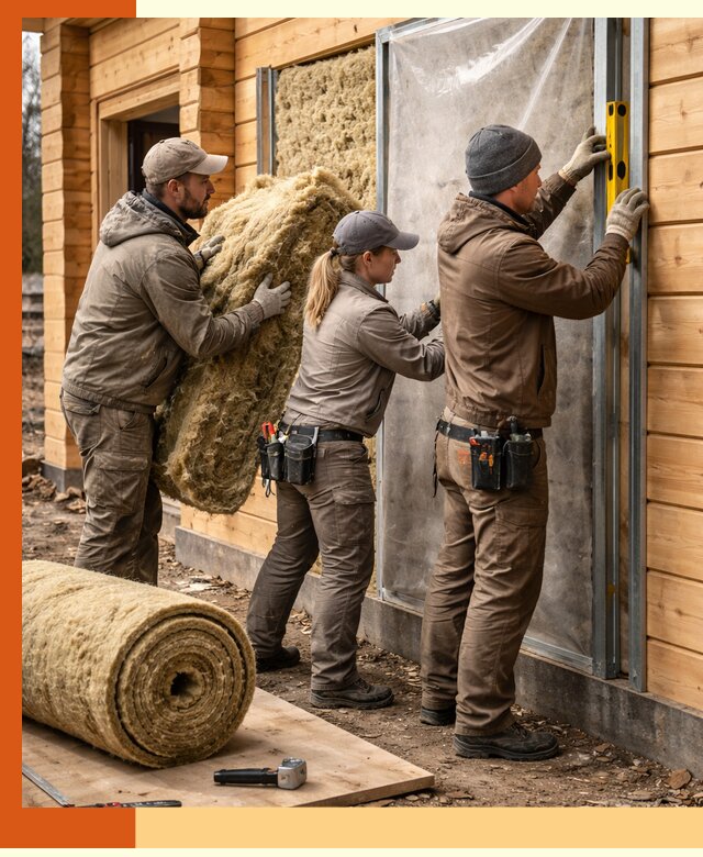 Утепление дома из двойного бруса в Карпинске качественно и надёжно