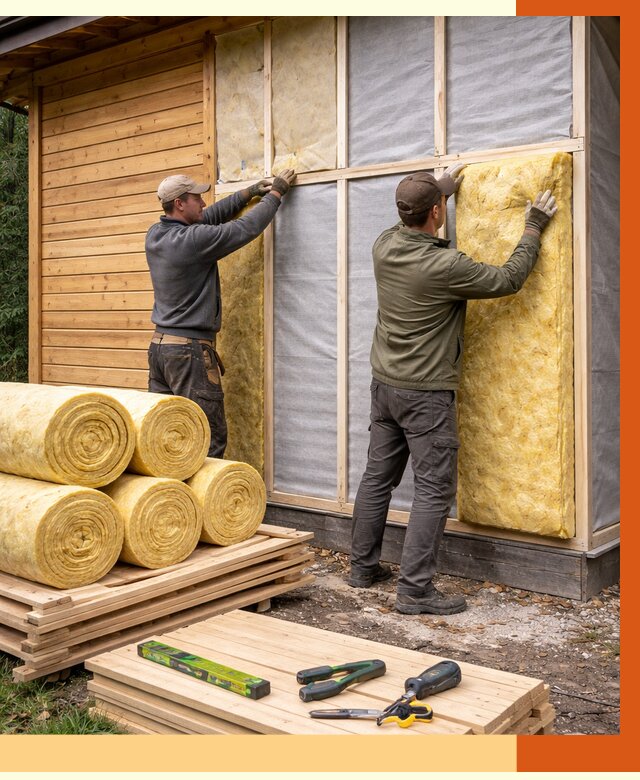 Утепление бани снаружи в Карпинске от 87278 руб. под ключ | ТепломастерКпн