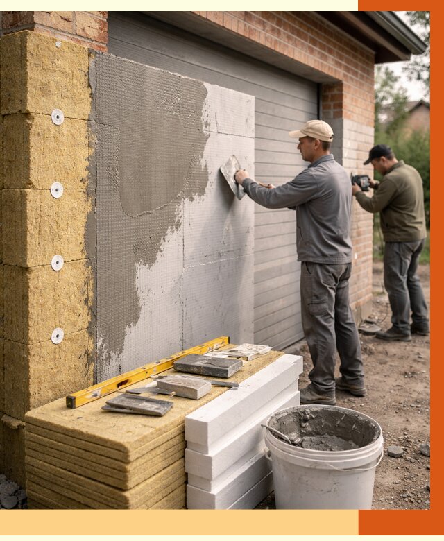 Утепление гаража снаружи в Карпинске от 4313 руб. за м2 — наружное утепление под ключ | ТепломастерКпн