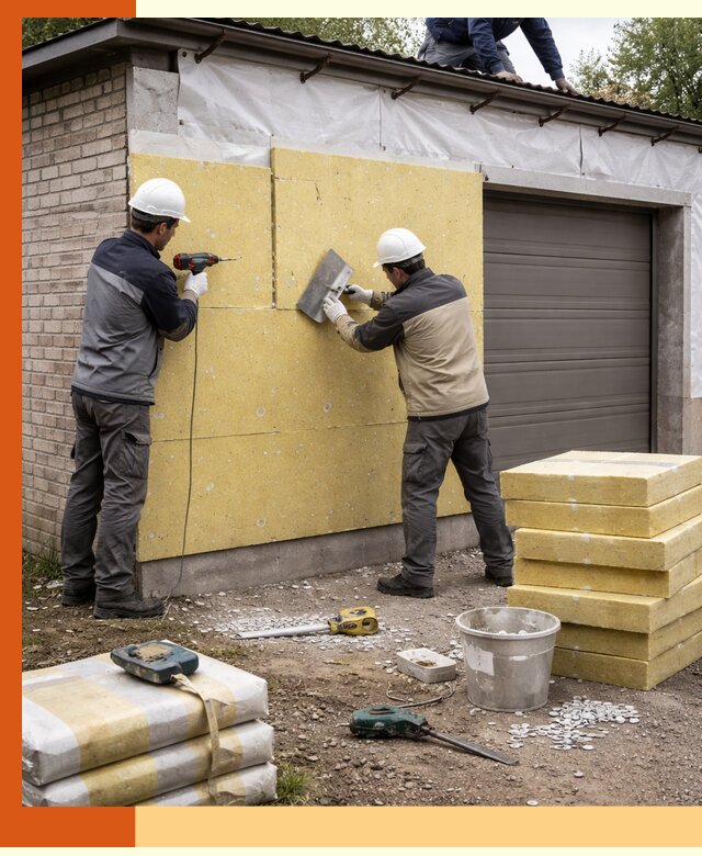 Утепление гаража снаружи в Карпинске качественно и надёжно