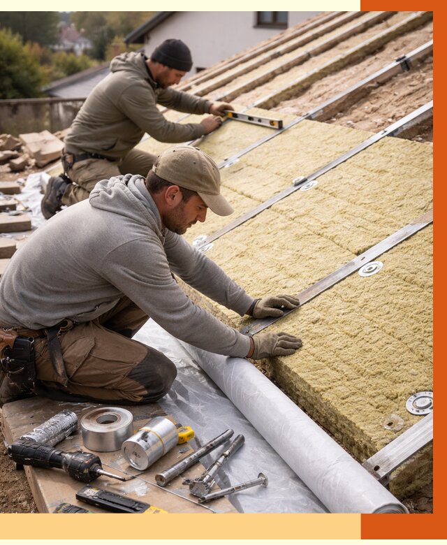 Утепление крыши снаружи в Карпинске под ключ от 1232 руб./м2 | ТепломастерКпн