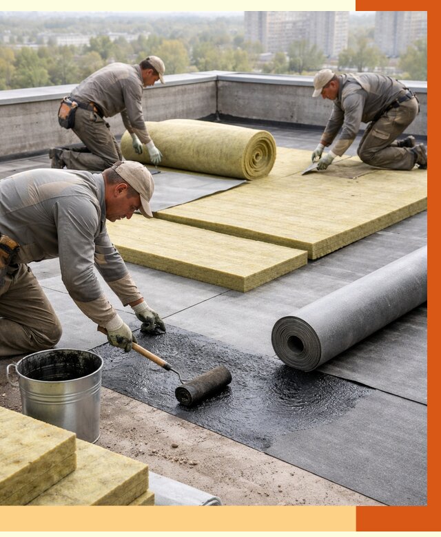 Утепление плоской крыши в Карпинске от 7393 руб./м2 под ключ | ТепломастерКпн