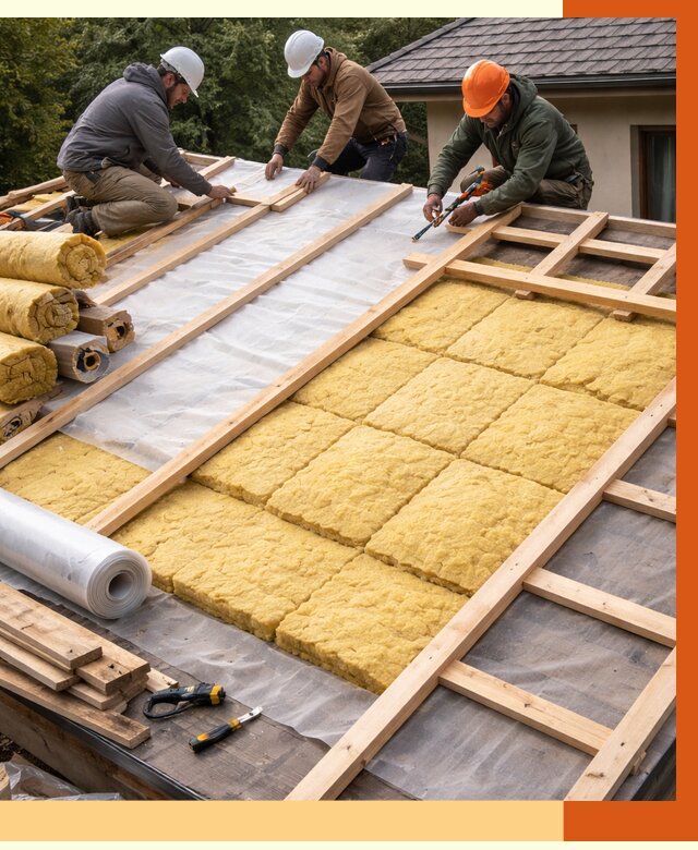 Утепление скатной крыши в Карпинске от 1284 руб./м2 под ключ | ТепломастерКпн