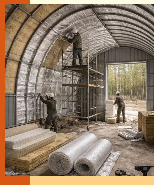 Утепление арочного ангара под ключ в Карпинске