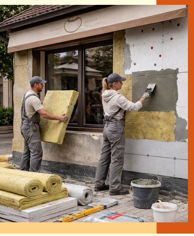 Утепление кафе в Карпинске от 4313 руб/м2 — комплексно под ключ | ТепломастерКпн