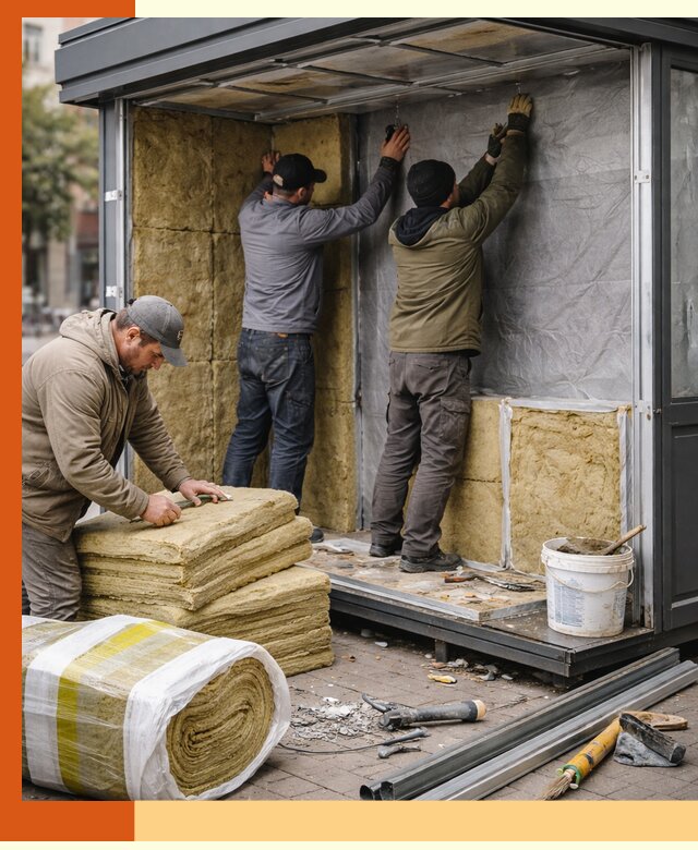 Утепление павильона шаурмы под ключ в Карпинске