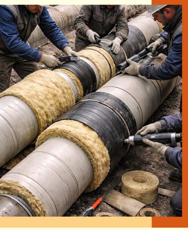 Утепление трубопровода в Карпинске под ключ от 1900 руб. — надежно и выгодно | ТепломастерКпн