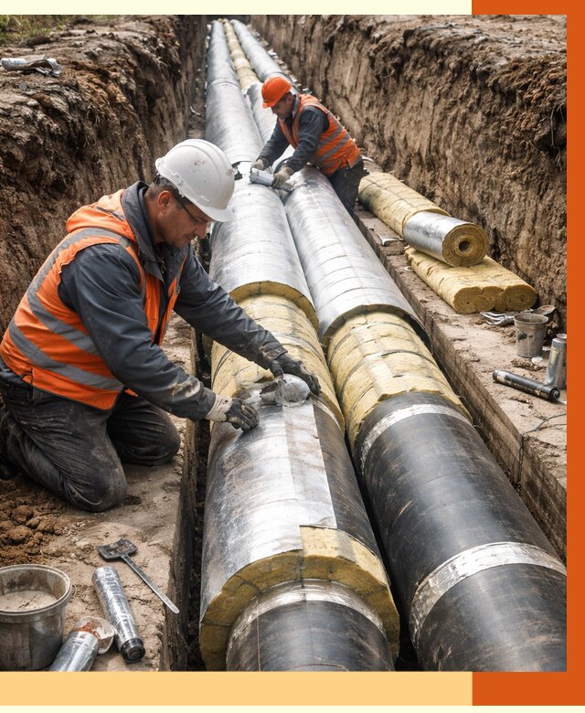 Утепление теплотрассы в Карпинске от 4621 руб./м2 — ппу и комплексная изоляция | ТепломастерКпн