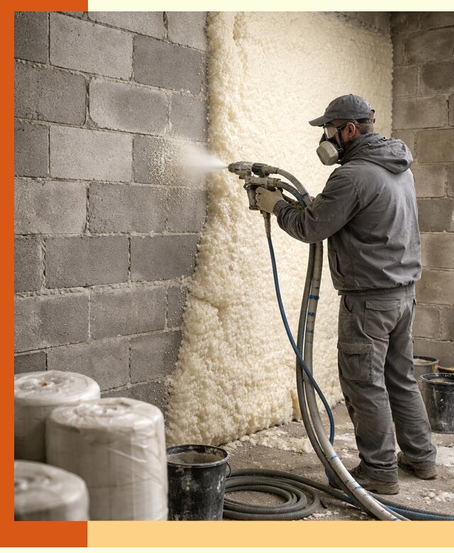 Утепление блочной стены ППУ в Карпинске качественно и надёжно