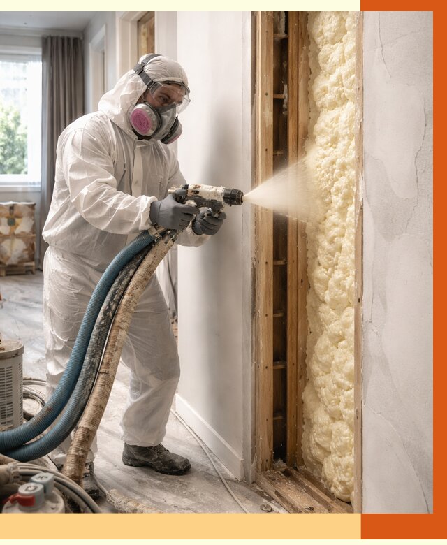 Межстеновое утепление ППУ в Карпинске от 2824 руб/м2 — межстенное утепление под ключ | ТепломастерКпн