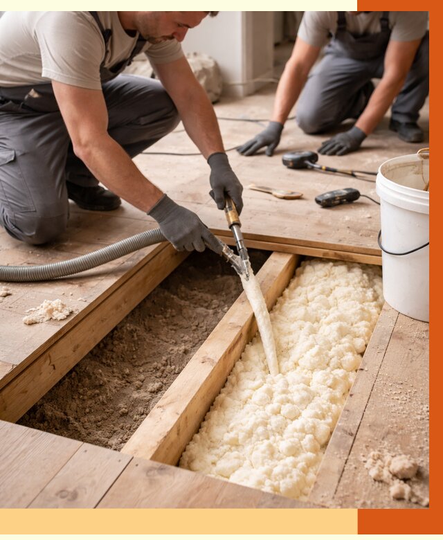 Заполнение пустот пола в Карпинске от 2772 руб. — утепление пустот пола под ключ | ТепломастерКпн