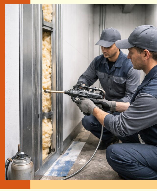 Заполнение пустот холодильных панелей в Карпинске специализированной пеной