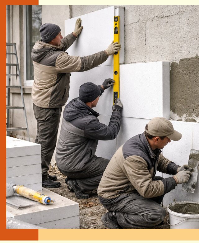 Утепление пенопластом наружных стен и фасадов в Карпинске