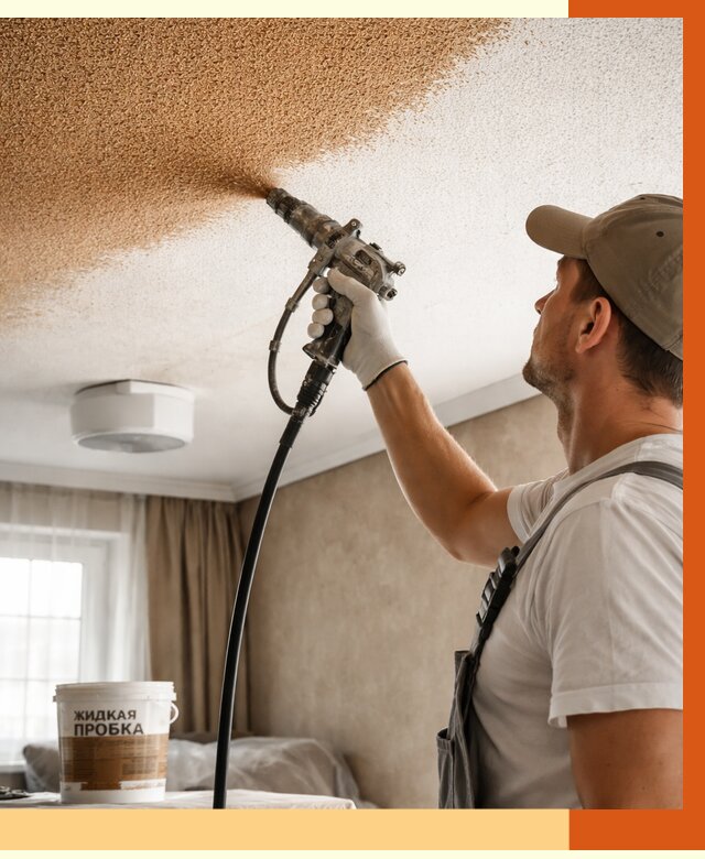 Утепление потолка жидкой пробкой в Карпинске от 3594 руб. | ТепломастерКпн