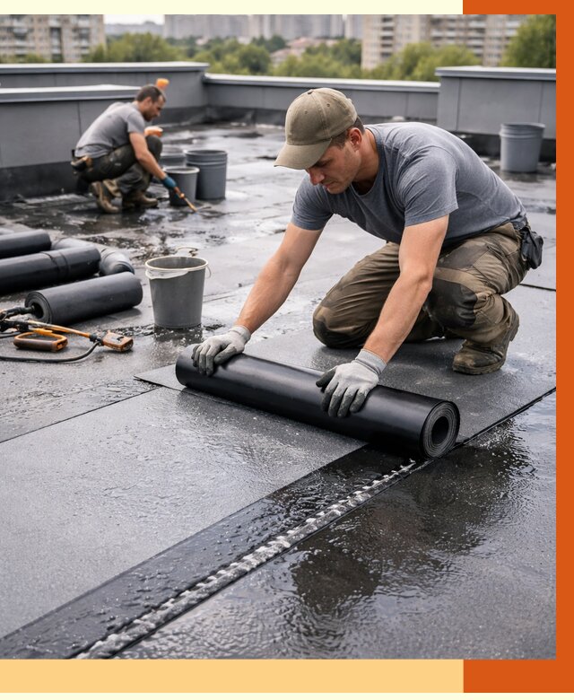 Гидроизоляция плоской кровли в Карпинске от 4621 руб./м2 — профессионально | ТепломастерКпн