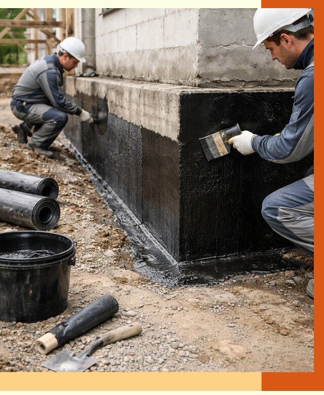 Гидроизоляция фундамента в Карпинске от 1284 руб. — профессионально, под ключ | ТепломастерКпн