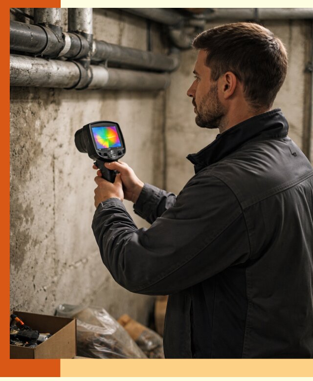 Тепловизионное обследование подвала в Карпинске для поиска утечек тепла