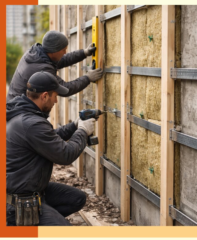 Монтаж обрешетки под утепление зданий и квартир в Карпинске